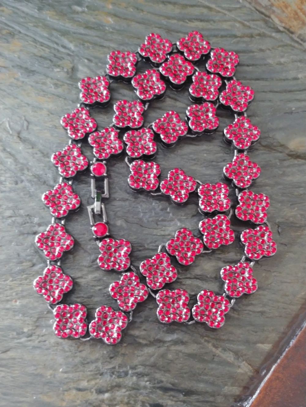 Floral Red 19" Iced Necklace
